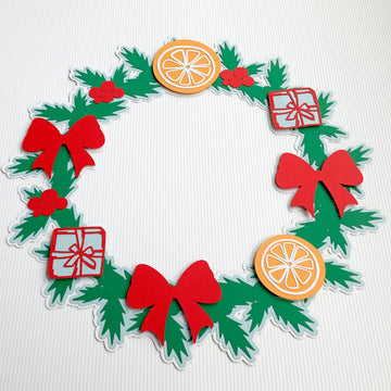 Pinfliers Christmas Small Wreath|Christmas Wreaths for Front Door|Christmas Door Decorations|Christmas Decorations Items for Home|Christmas Wall Hanging|1 Small Paper Wreath,11",Multicolor